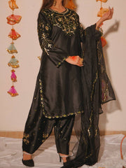 Amazing Maroon Heavy Satin with Embroidery Work Sharara Suit