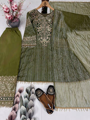 Amazing Pink Nylon Lining with Heavy Embroidery Sharara Suit