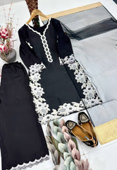 Amazing Peach Heavy Silk Embroidery Sharara Suit