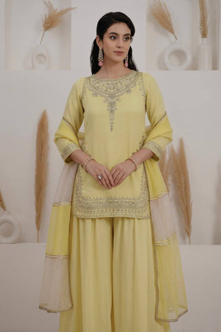 Amazing Pink Crepe Silk Embroidery Work Sharara Suit