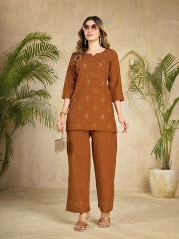 Black Heavy Viscose Rayon Multi Embroidery Co-Ords Set