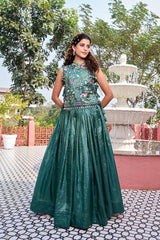 Exclusive Gold Pure Crush Heavy Embroidery Lehenga With Top