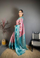 Amazing Blue Silk Weaving Saree