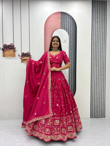 Gorgeous Crepe Silk Heavy Embroidery Lehenga