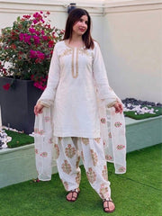 Preety Heavy Creap Silk Embroidery Work Sharara Suit