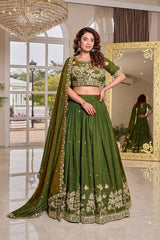 Attractive Vichitra Embroidery Work Lehenga Choli