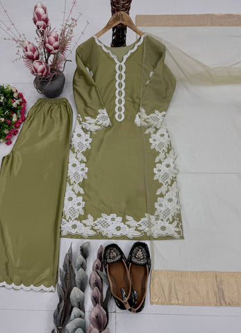 Amazing Peach Heavy Silk Embroidery Sharara Suit