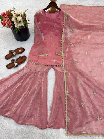Luxuriant Fendy Silk Sequence Work Sharara Suit
