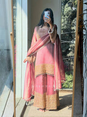 Marvelous Heavy Crunchy Silk Embroidery Sharara Suit
