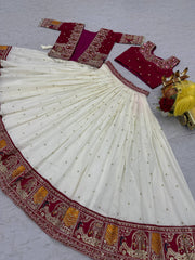 Outstanding Pure Vichitra Embroidery Work Lehenga Choli