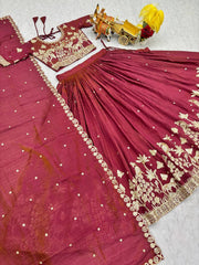 Attractive Vichitra Embroidery Work Lehenga Choli