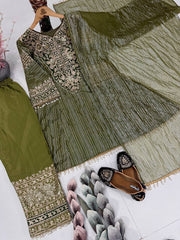 Amazing Pink Nylon Lining with Heavy Embroidery Sharara Suit