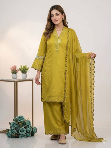 Exclusive White Sequence Embroidery Cut Work Sharara Suit