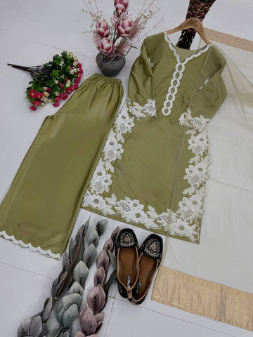 Amazing Peach Heavy Silk Embroidery Sharara Suit