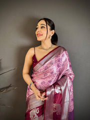 Amazing Blue Silk Weaving Saree