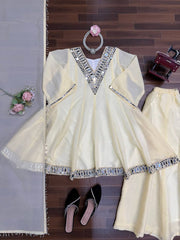 Ceremony Wear Thread and Real Mirror Work Top With Palazzo