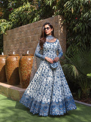 Beautiful Blue Heavy Faux Georgette Embroidered Gown