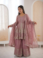 Amazing Green Fendy Silk Embroidery Sequence Work Palazzo Suit