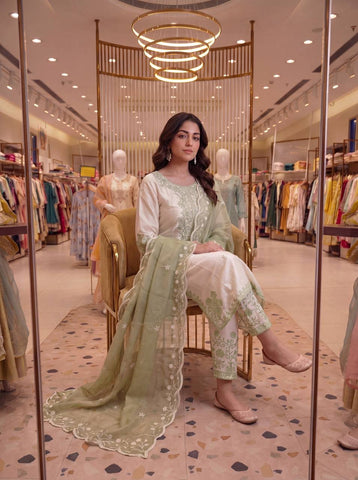 Amazing Peach Thread Work Palazzo Suit