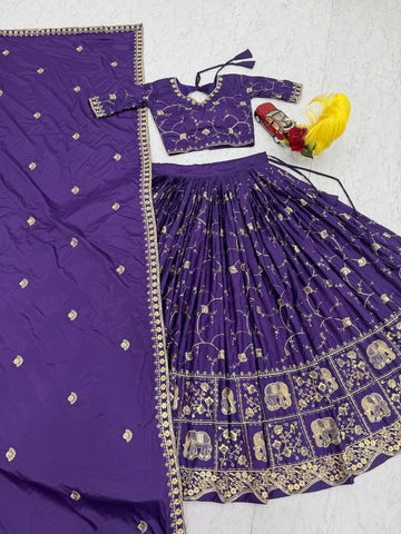 Gorgeous Crepe Silk Heavy Embroidery Lehenga