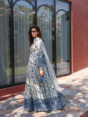 Beautiful Blue Heavy Faux Georgette Embroidered Gown