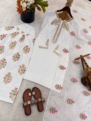 Preety Heavy Creap Silk Embroidery Work Sharara Suit