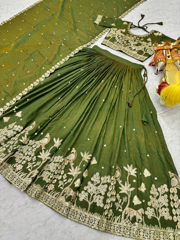 Attractive Vichitra Embroidery Work Lehenga Choli