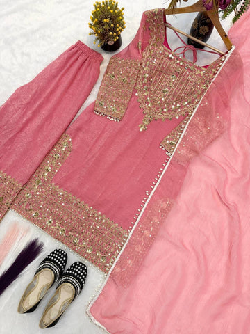 Marvelous Heavy Crunchy Silk Embroidery Sharara Suit