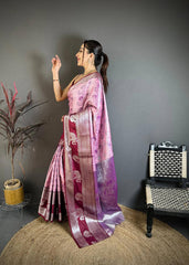 Amazing Blue Silk Weaving Saree