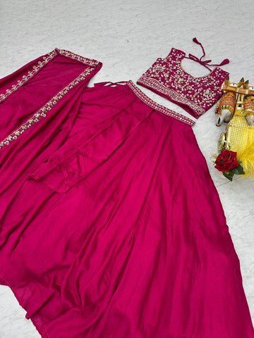 Pink Vichitra Silk Heavy Embroidery Lehenga Choli