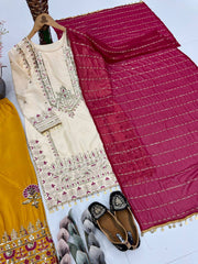 Trendy Silk with Embroidery Work Sharara Suit