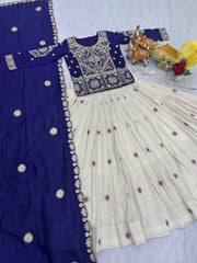 Mesmerizing Orange Vichitra with Heavy Embroidery Kurti Set