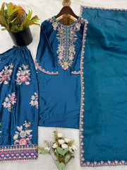 Alluring French Crepe Embroidered Work Top Set