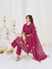 Pretty Brown Pure Cotton Multi-Thread Embroidery Kurti