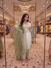 Amazing Peach Thread Work Palazzo Suit