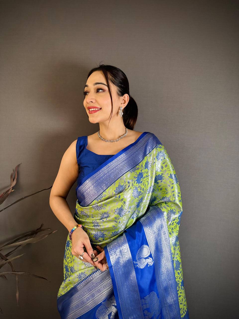 Amazing Blue Silk Weaving Saree