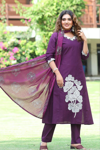 Charming Cotton Embroidery Anarkali Suit
