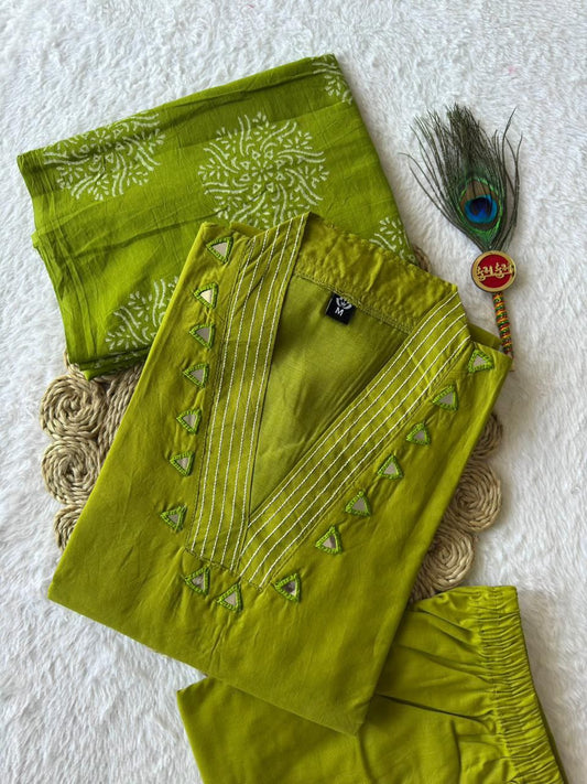 Exclusive Cotton Embroidery Work Kurti Suit