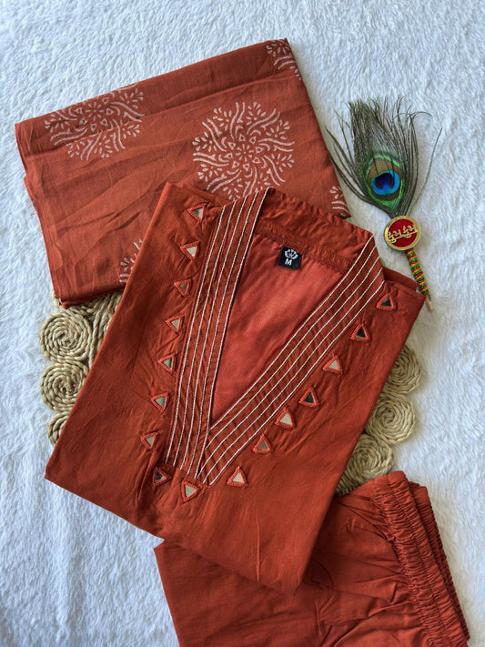 Exclusive Cotton Embroidery Work Kurti Suit