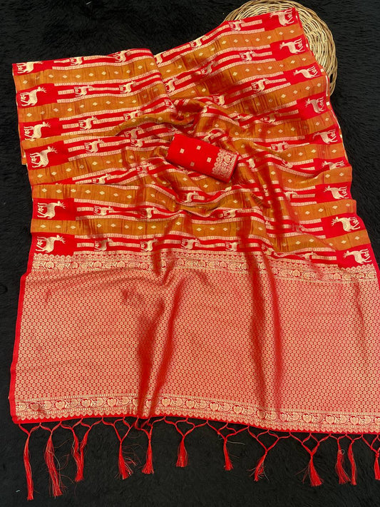 Exclusive Green Khadi Crepe Silk Jari Work Saree