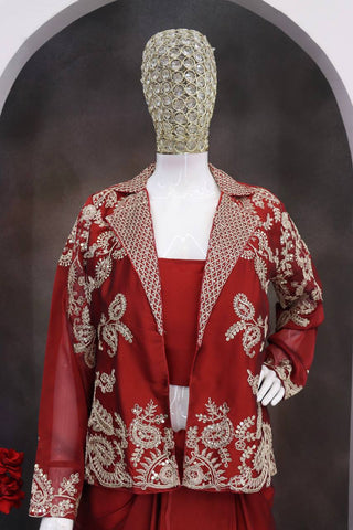 Captivating Red Silk Embroidered Lehenga Choli