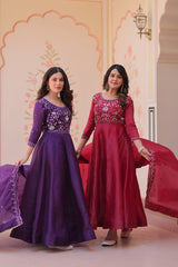 Pretty Beads Embroidery Work Gold Crush Fabric Gown