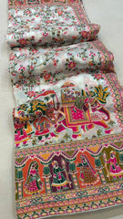 Stunning White Rajwadi Silk with Kashmiri Thread Work Saree