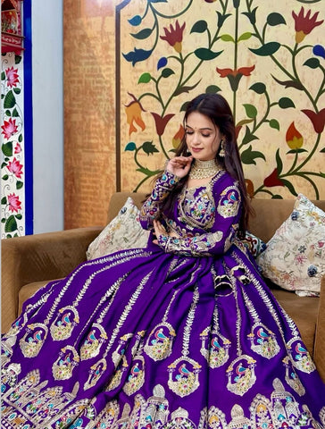 Occasion Wear Purple Vichitra Work Lehenga Choli