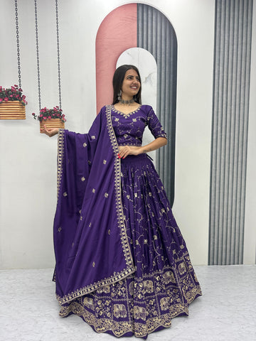 Gorgeous Crepe Silk Heavy Embroidery Lehenga