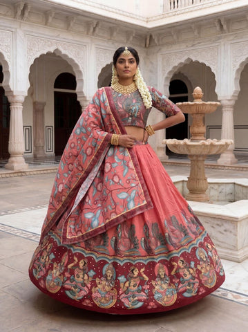 Amazing Maroon Chent Crep Kalamkari Print Lehenga Choli