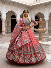 Amazing Maroon Chent Crep Kalamkari Print Lehenga Choli