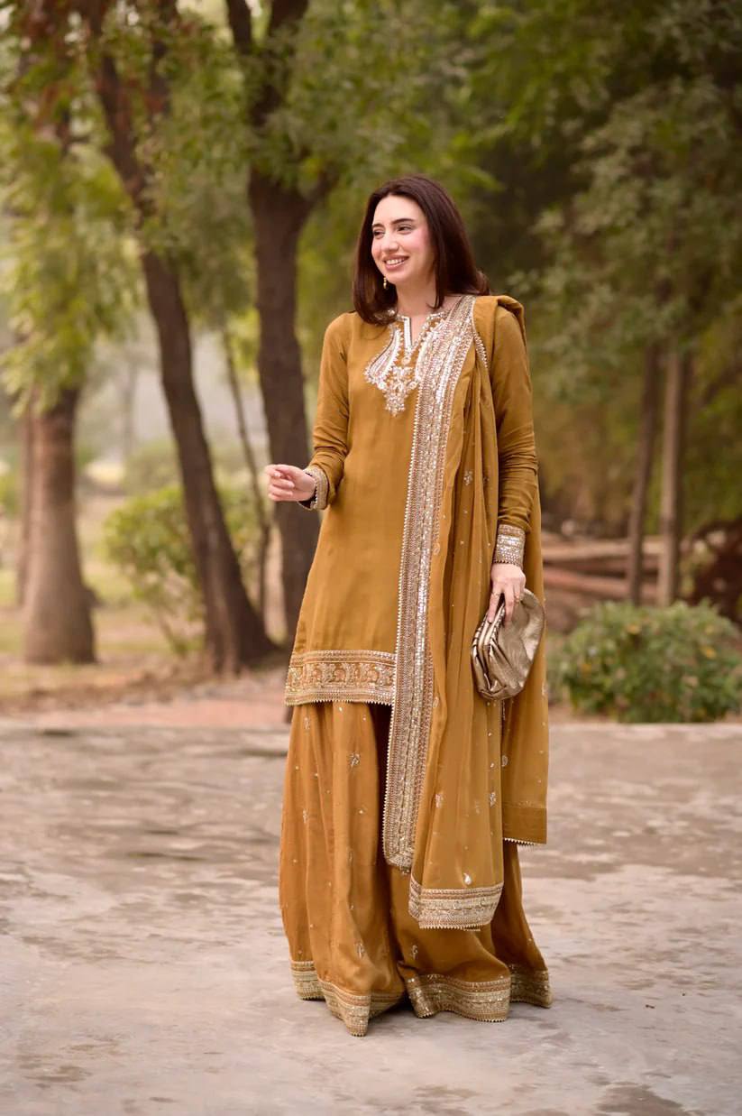 Glorious Mustard Mul Chanderi Palazzo Set