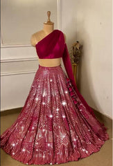Glimmering Pink Color Heavy Sequence Work Lehenga Choli
