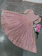 Precious Butterfly Net 3mm Sequence Light Pink Color Gown